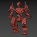 Futuristic Mechanical Robot Character With White Black Orange Armor And Joints