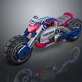 Wulong Motorcycle With Blue Red White Body Brown Seat And Large Tires