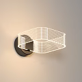 Modern Square Ceiling Light With White Wire Frame Warm Yellow Light On Light Colored Wall 3d model
