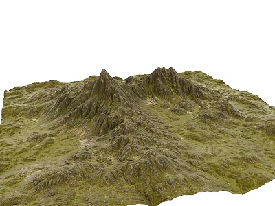 3D Mountain Terrain Model With Green Vegetation Rocky Peaks And Natural Landscape 3d model