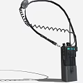 Black Portable Walkie Talkie with Antenna Coiled Earphone Cord and Compact Design