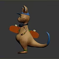 Playful Cartoon Kangaroo Character With Blue Cap Pink Headphones And Red Skateboard