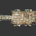 Ancient Stone Architectural Component With Damaged Surface And Moss Growth
