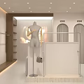 Modern Clothing Store Interior Design With Display Racks Comfortable Sofa And Decorative Plants