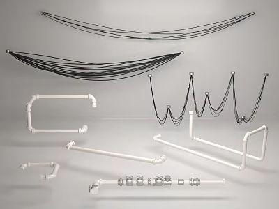 Various Types of Pipes in Different Shapes and Materials for Industrial Applications 3d model