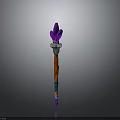 Elegant Magic Weapon Featuring Purple Flame Top And Vibrant Multicolored Staff Body 3d model