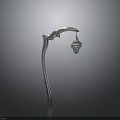 Classic Metal Street Lamp With Curved Pole And Lantern Shade