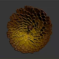 Orange Yellow Pine Cone Plant Structure With Layered Design On Gray Background 3d model