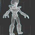 Mythical Fantasy Creature Character With Spiked Head Textured Skin And Furry Legs Holding Wooden Staff