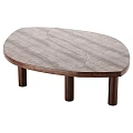 Wooden Coffee Table With Unique Curved Split Design And Sturdy Wooden Legs