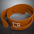 Orange Leather Belt With White Stitching And Square Buckle Daily Use Fashion Accessory