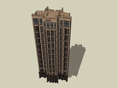 Modern High Rise Residential Building 3D Architectural Model With Exterior Windows Design 3d model