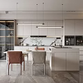 Elegant Modern Kitchen Interior With Marble Island Sleek Cabinets And Pendant Lighting