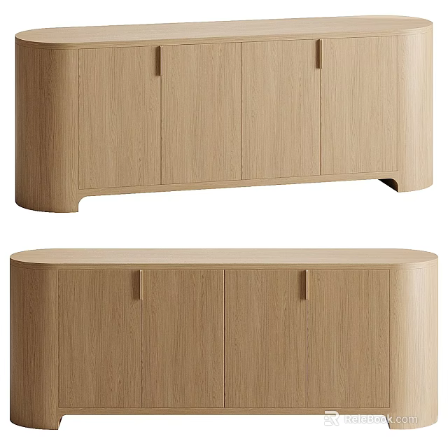 Modern Natural Oak TV Stand With Sleek Design And Functional Storage Cabinets 3d model 