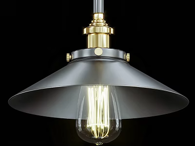 Industrial Style Pendant Light With Metal Shade And Edison Bulb Design 3d model