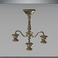 Ornate Brass Candelabra Furniture Featuring Three Candle Holders And Carved Details