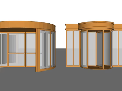 Modern Revolving Doors With Wooden Frame And Glass Panels Design 3d model