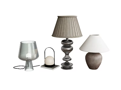 Modern Table Lamps With Diverse Designs Including Pleated Shades Metallic Bases And Ceramic Bodies 3d model