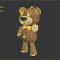 Cute Brown Teddy Bear Doll Wearing Yellow Bow Tie And Waving Hand