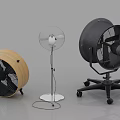 Variety of Air Cooler Fans with Wheeled Base Silver Stand and Wooden Casing