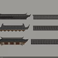 Traditional Chinese Architectural Roof Models With Decorative Eaves And Tile Structures