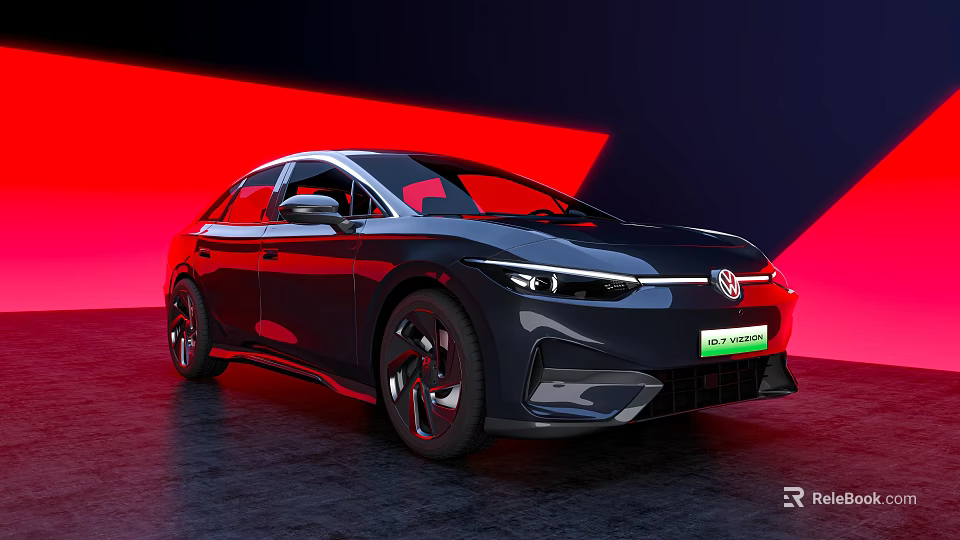 Volkswagen Electric Car With Modern Sleek Body And Sporty Red Black Background Design 3d model 