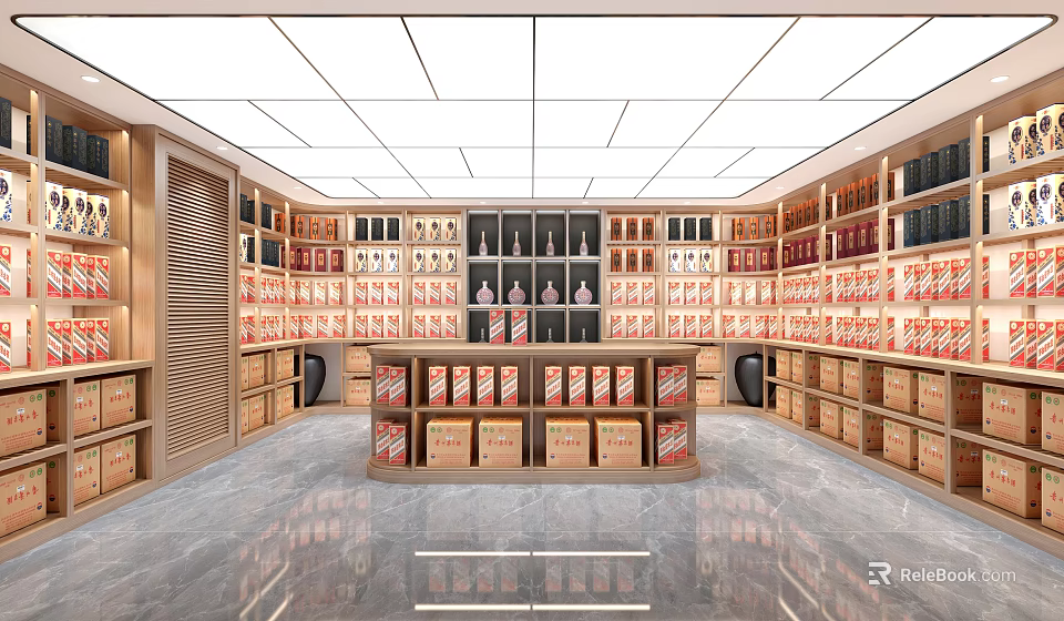 Modern Wine Cellar Interior With Shelves Wine Bottles And Decorations 3d model 