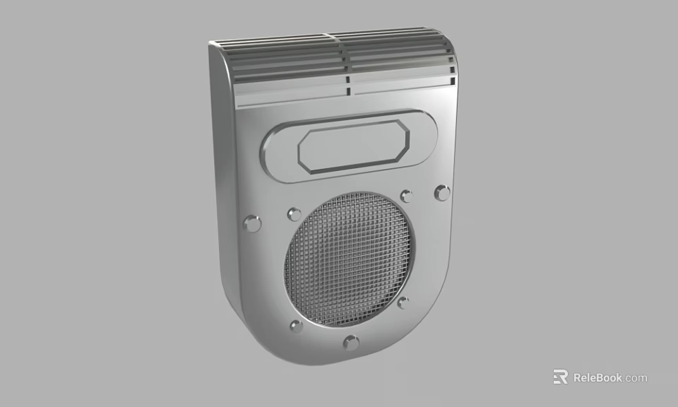 Industrial Wall Mounted Silver Metal Equipment Featuring Grille Mesh And Durable Construction Design 3d model 