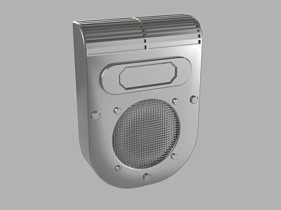 Industrial Wall Mounted Silver Metal Equipment Featuring Grille Mesh And Durable Construction Design 3d model