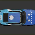 Blue Race Car With Oakley Daypatch HART Logos And Custom Livery Design