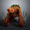 Game and Movie Character Mythical Creature with Wooden Body Glowing Eyes and Plant Decorations