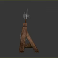 Ancient Spears Mounted on Wooden Rack for Historical Weapon 3d model