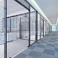 Modern Laboratory Corridor Design With Glass Partitions And Open Layout 3d model