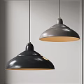 Modern Dome Shaped Black Gray Pendant Lights Hanging With Warm Glow In Interior
