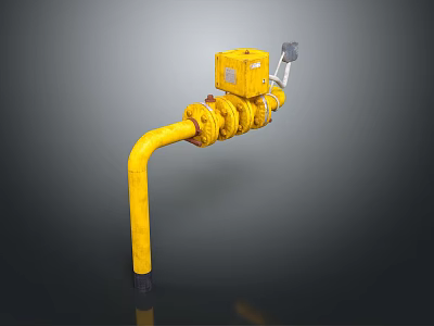 Yellow Modern Curved Lighting Fixture Set With Control Box And Dark Background 3d model