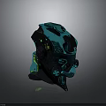 Modern Tech Inspired Combat Weapon Helmet Featuring Neon Green Lights And Futuristic Design Details