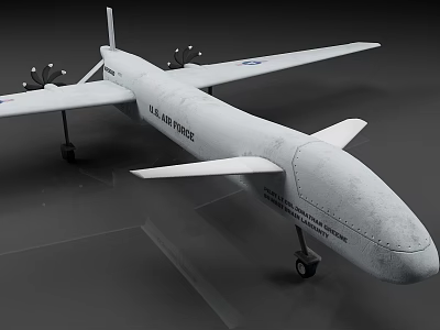 U.S. Air Force Drone With Long Wings Propellers And Landing Gear 3d model
