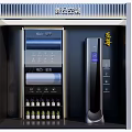 Modern Decorative Cabinet With Air Conditioning Controls Brand Logos And Organized Devices
