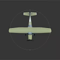 Light Green Model Airplane With Propeller And Landing Gear On Dark Background