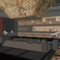 Traditional Cultural Center Featuring Ancient Mural Exhibits And Glass Display Cases