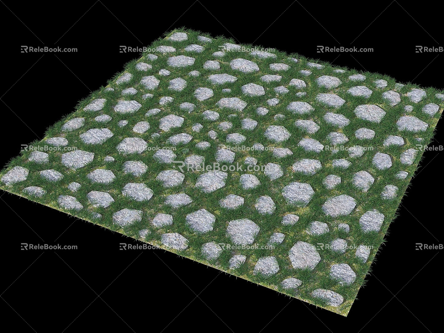 Outdoor Slab Road Natural Broken Ground Natural Grass Embedded Ground Ecological Pavement Natural Landscape Pavement 3d model