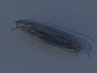 Black Iron Art Wires Randomly Stacked With Shadows On Gray Background 3d model