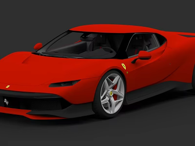 Ferrari Red Sports Car With Sleek Exterior And Black Accent Alloy Wheels 3d model