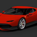 Ferrari Red Sports Car With Sleek Exterior And Black Accent Alloy Wheels