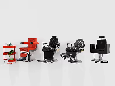 Various Red And Black Massage Chairs With Ergonomic Design And Comfortable Seats 3d model