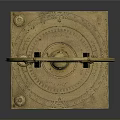 Golden Mechanical Device With Intricate Gears And Circular Scales On Square Base