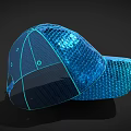 Blue Sequined Mesh Hat With Modern Design And Reflective Patterns 3d model