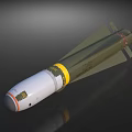 Military Missile with Green Body White Nose Yellow Band and Tail Fins Design