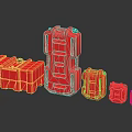 Red Plastic Storage Containers In Various Sizes For Equipment Storage Solutions 3d model