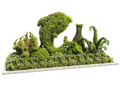 Artistically Trimmed Decorative Bushes Shaped Into Creative Garden Sculptures With Lush Foliage 3d model